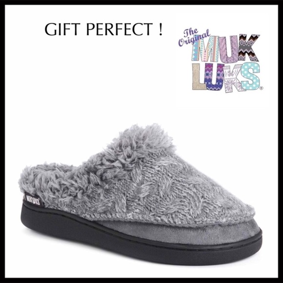 MUK LUKS FURRY SLIDES SLIPPERS CLOG SLIP ONS A2C - Picture 8 of 8